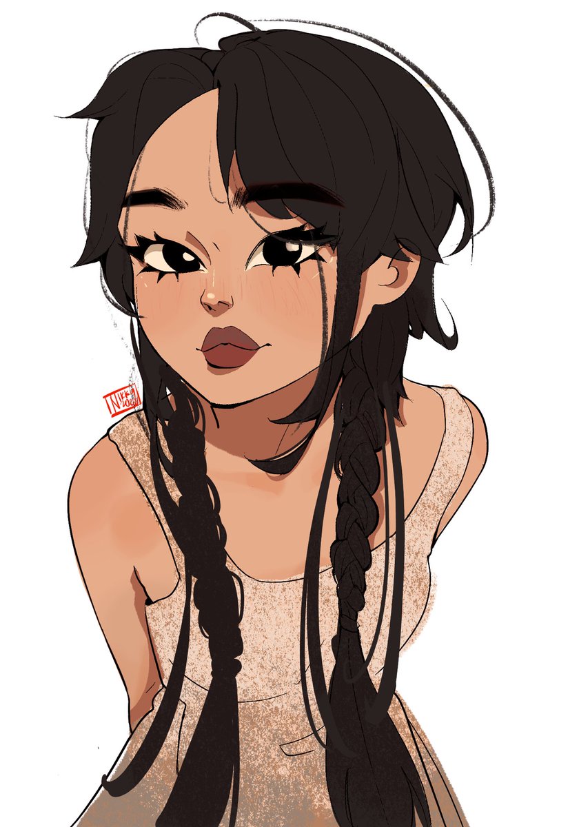 1girl solo black hair white background long hair black eyes braid  illustration images