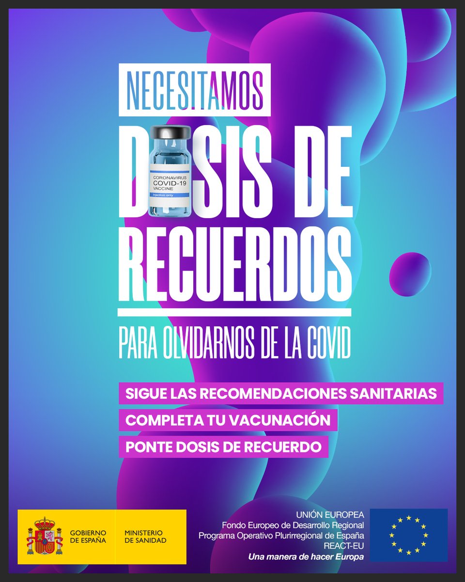 ❣️ Las vacunas funcionan y salvan vidas 💡 Recuerda. Son, junto a la cultura del cuidado, nuestra mejor arma frente a la #COVID19. 🔊 Ponte #DosisDeRecuerdo sanidad.gob.es/campannas/camp…