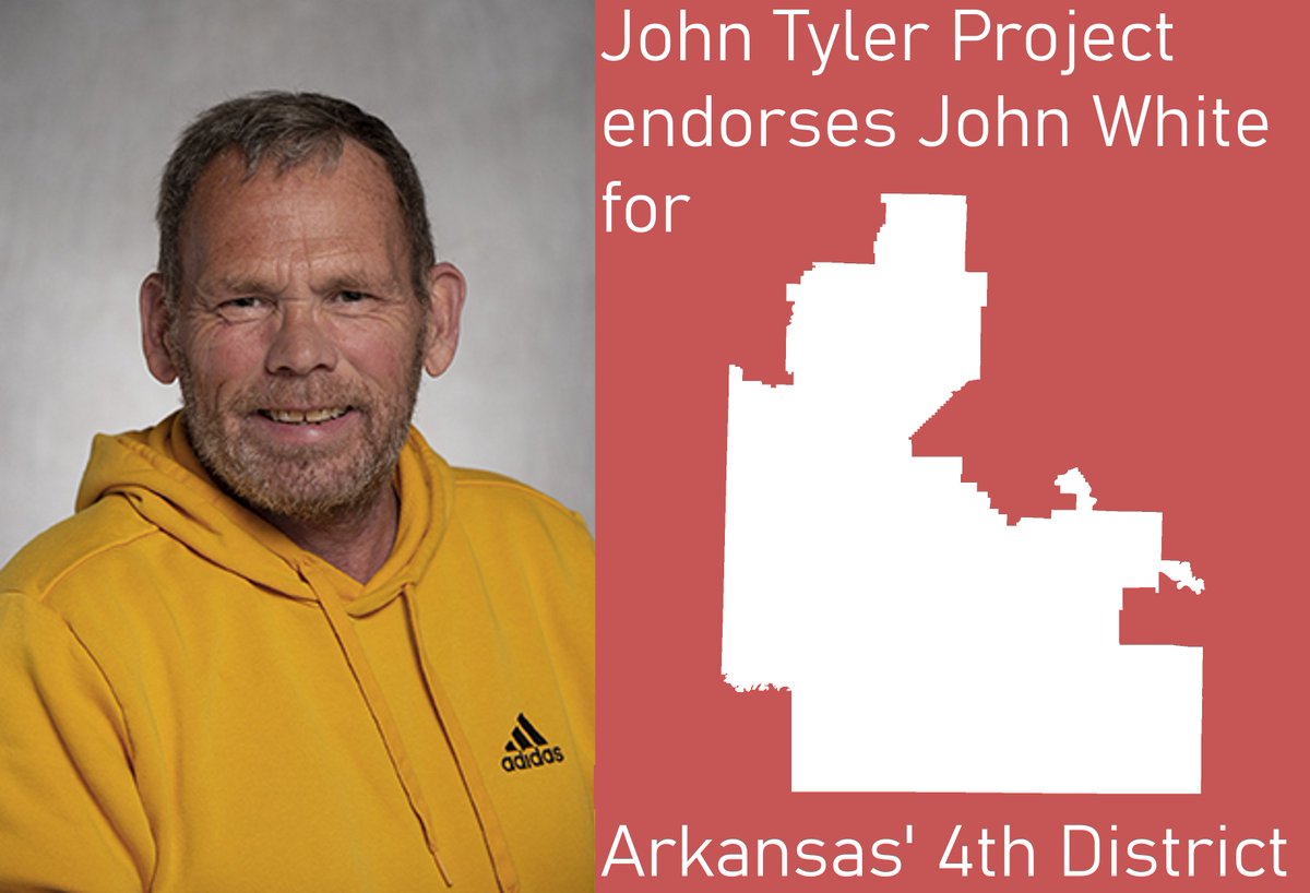 ProjectJTyler's tweet photo. The John Tyler Project is proud to endorse @WhiteCongressAR! John White, a Democrat, said every election from 1960 to 2020 was rigged and stolen and expressed support for QAnon. This is a great way to appeal to Democratic voters, and we fully support him. https://t.co/3c4uAII5AF