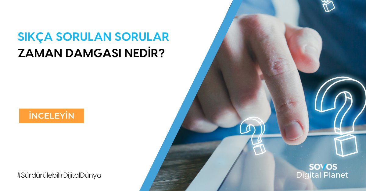 Zaman damgası; bir elektronik verinin üretildiği, değiştirildiği, gönderildiği, alındığı ve / veya kaydedildiği zamanın tespit edilmesi amacıyla elektronik sertifika hizmet sağlayıcısı tarafından doğrulanan kaydı ifade eder.​

#edönüşüm #sovosdigitalplanet