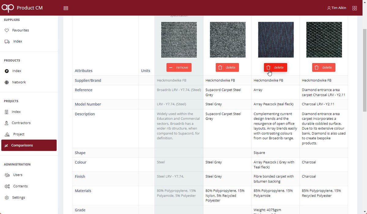 activeplan's tweet photo. We have implemented project configurable product comparisons in our Product library content management. Comparison groups can be built as custom or from an Asset Type requirement &amp; further customized. A valuable tool for product selection &amp; technical submittals #BIM #BIM4FM https://t.co/y4pI5IvKjC