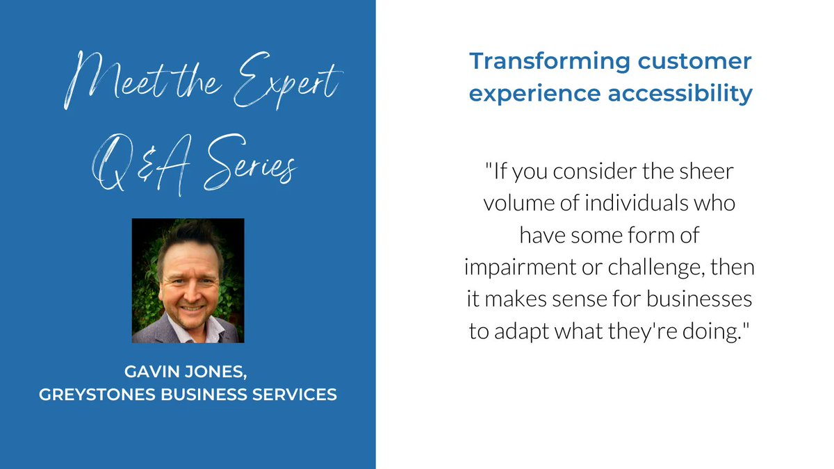 As part of our continued drive to raise awareness about accessibility in customer services, we spoke to Gavin Jones of Greystones, who brings a wealth of expertise, passion and personal experiences of accessibility and disability: buff.ly/3Tiho1Q