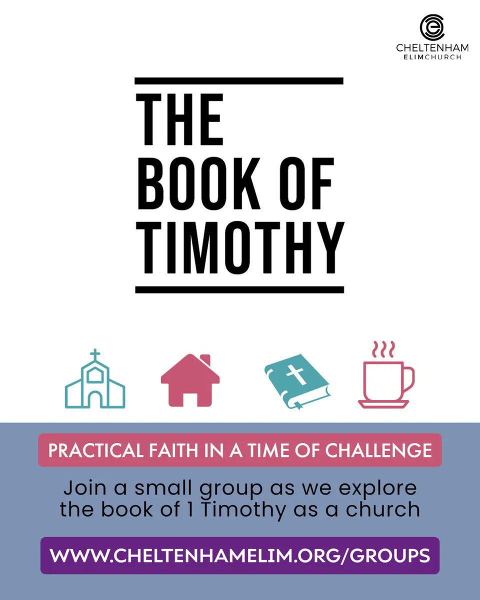 Small groups having been starting up over the last couple of weeks and together through our groups we'll running through the book of 1 Timothy together.
If your a part of Cheltenham Elim Church and you're not in a small group - why not contact us and we can help connect you in.