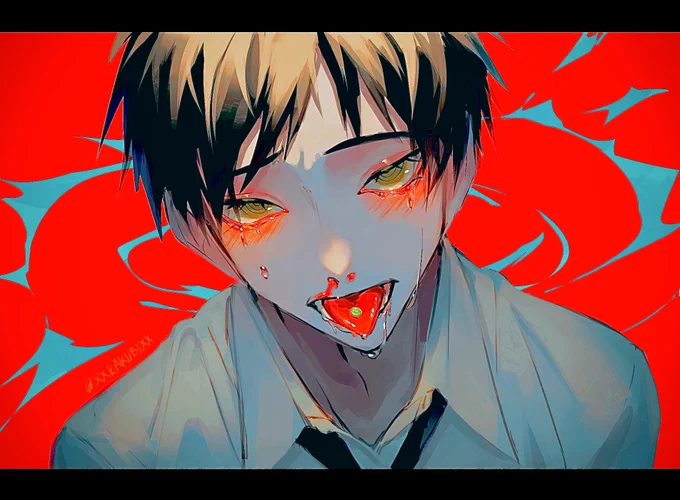 #イラストを4枚貼ると秋風に乗って絵柄を好いてくれる人の元へ届くらしい赤いね 