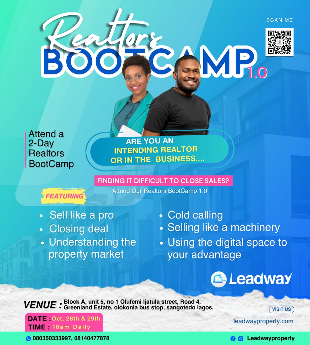 LeadwayProperty's tweet photo. Become a real estate consultant with us. Our courses will take you from beginner to expert. You'll learn everything from marketing to negotiating and everything in between.
#ThisIsNotAnExcuse #realestatemarketing https://t.co/3bW0yIsCtm