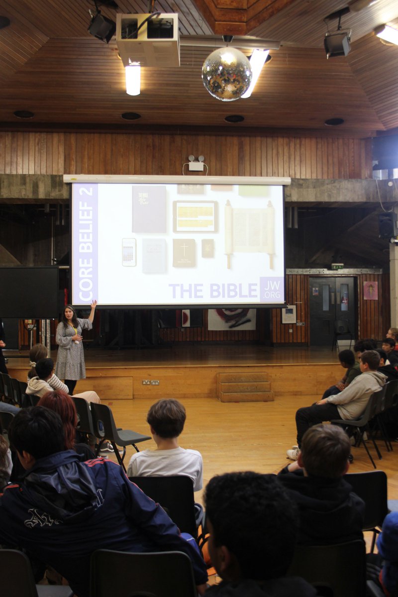 The RE department are running a series of talks from visiting speakers on different faiths. This time it was the turn of Jehovah's Witnesses to speak to their students about their religion, including the meaning behind their name.