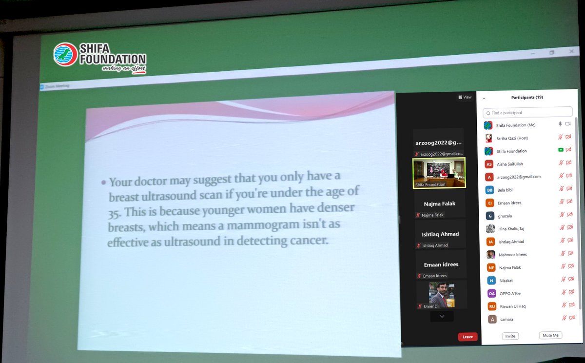 #BreastCancer is taking millions of lives each years due to lack of awareness and best way to spread awareness is through Youth.#ShifaFoundation organized a live awareness session with Youth Action Pakistan. So keep supporting us to save lives at shifafoundation.org/donations #charity