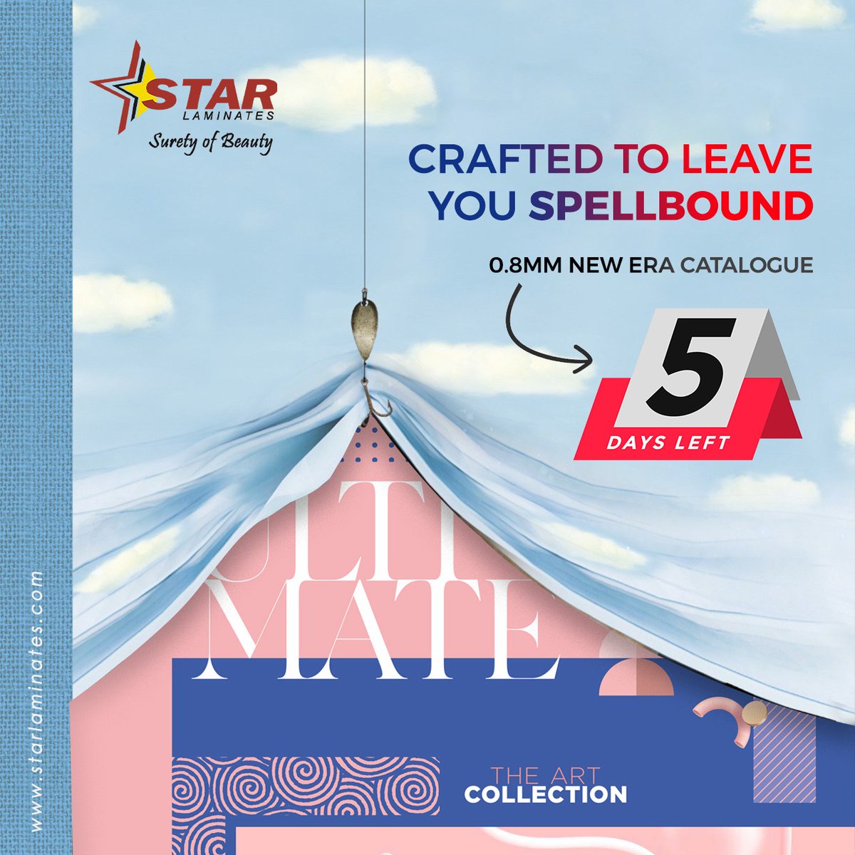 Starlaminates_'s tweet photo. Only 5 days to go for the 0.8mm #catalogue. 

Stay tuned 
  
#catalogue2022 #Newdesigns #Newcatalogue #laminatesdesigns #Designs #Beautifullaminates #Laminates #homedecor #DecorativeLaminates #Starlaminates #Laminatesheets #Starlaminatespvtltd #Laminatemanufactures https://t.co/COB4rsaimG