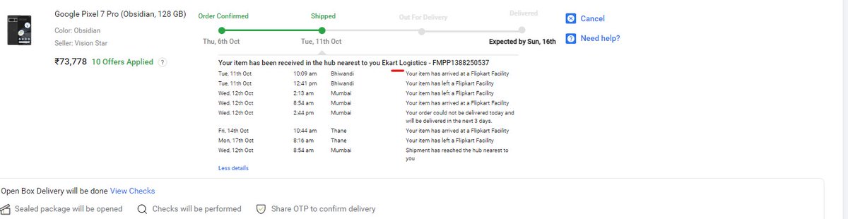 mohethk92's tweet photo. @Flipkart @flipkartsupport @_Kalyan_K Placed an order for Pixel 7Pro on the launch date within the first 5 min. It was supposed to be delivered by 13th but it hasn't been delivered yet. I am frustrated with calling your support everyday for a resolution@GoogleIndia @madebygoogle https://t.co/f64uBDv6Te