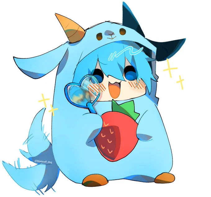 #ころんくん いい感じにうちわがジャストフィットしたのが可愛すぎたから描いた 