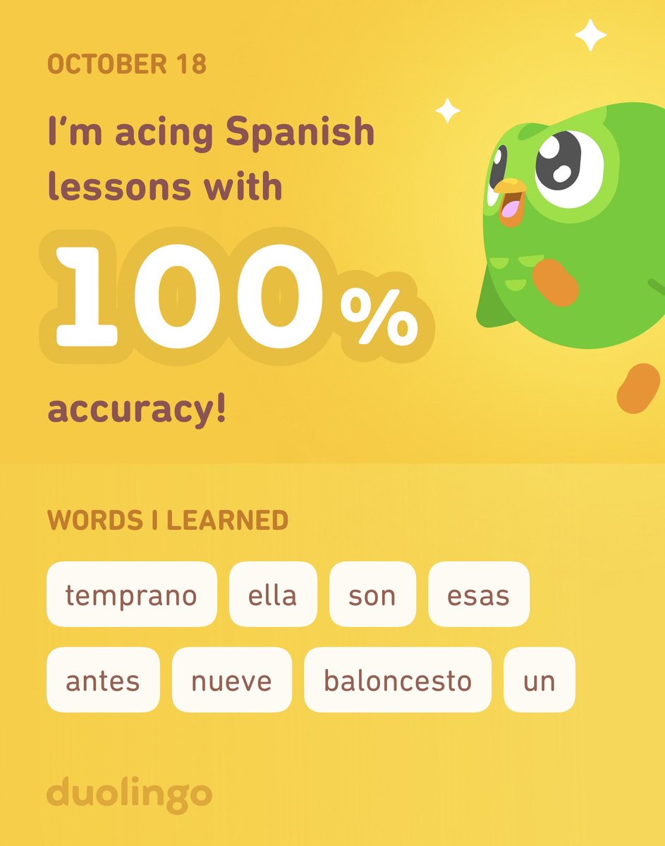 dermdestination's tweet photo. I’m learning Spanish on Duolingo! It’s free, fun, and effective. https://t.co/GKKGsmec6Y
