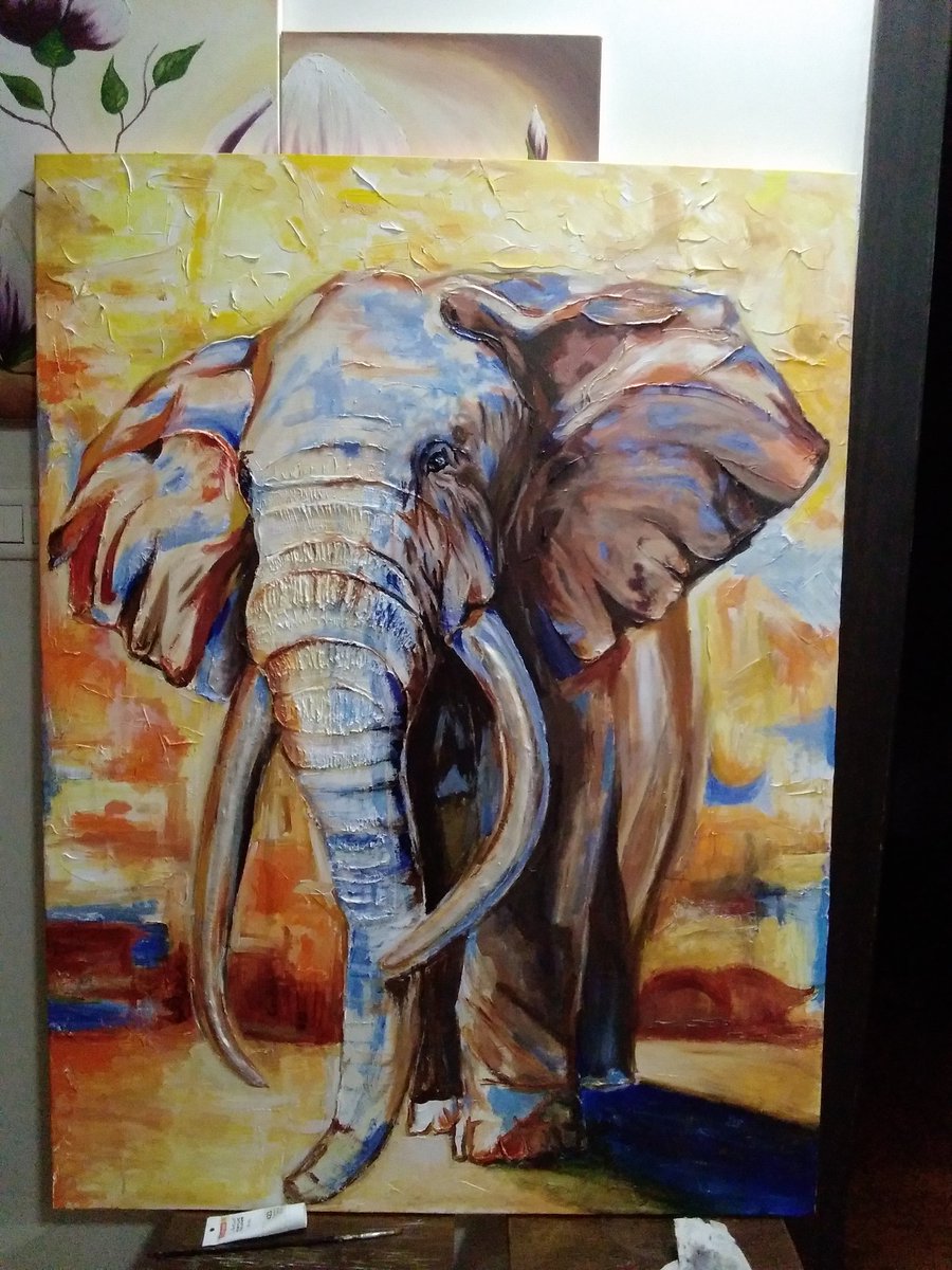 banschavda's tweet photo. Who is the elephant in the room ? 😁

Art work done by my student Shushma Gupta in my online class - size 5feet / 4feet . 

#art 
#elephant 
#keepcreating 
#onlineartclass https://t.co/4SAiW7QKgX