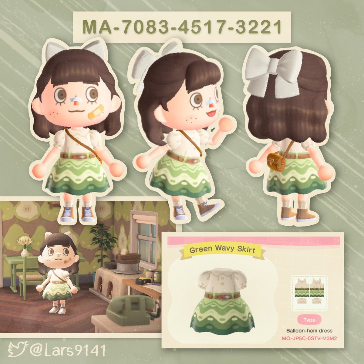 Lars9141's tweet photo. Green skirt dress design! 💚 
#ACNH #ACNHDesigns #acnhqrcode https://t.co/ffSXSTInOZ