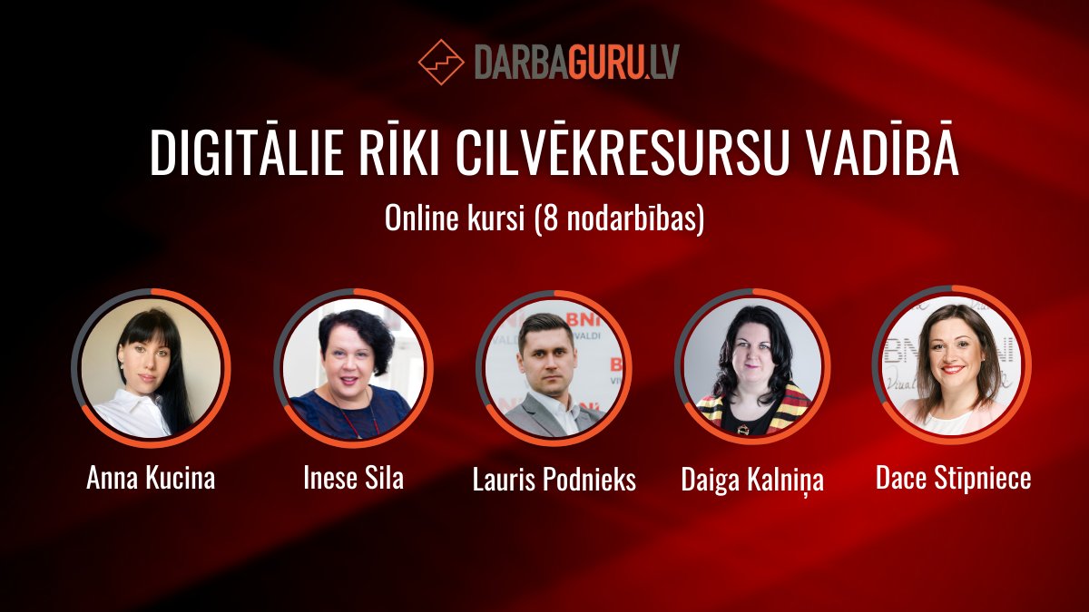 Jau 26. oktobrī notiks kursu “Digitālie rīki cilvēkresursu vadībā” pirmā nodarbība. Kursos runāsim un praktiski darbosimies gan ar prezentācijas, gan sapulču organizēšanas, gan cilvēkresursu piesaistes un novērtēšanas rīkiem. darbaguru.lv/lv/zinas/1280-… 

#darbs #darbinieki #kursi