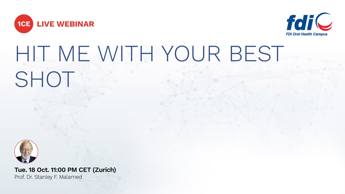 fdiworlddental's tweet image. 🚨 The #DigitalLearningDays are taking place until the end of October on the 📍 FDI Oral Health Campus. Register for today’s webinar discussing local anesthetics in #dentistry. 👉 Don’t miss this unique #ContinuingEducation opportunity. ➡️ fdi.ngo/3VC6aHQ