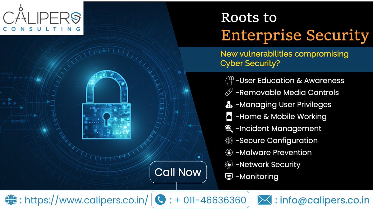 CALIPERCONSULT1's tweet photo. Challenges in making #security #policy ? 
Calipers Consulting can ease the procedure with implementing industry accepted #securitypractices to #protect your enterprise for present and future from #cyberattacks. 
 #cyberriskmanagement #cybertips #cybernews #calipersconsulting https://t.co/ZofSI58SvF
