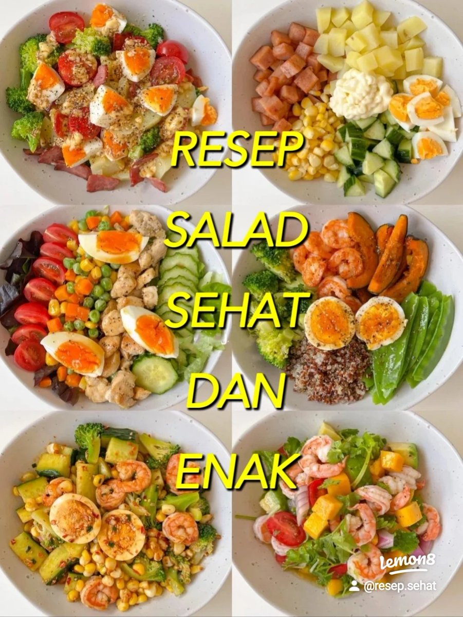 resepsehat_'s tweet photo. GAMPANG BANGET❗RESEP SALAD DIET 🥗🥗🥗

Hari ini aku akan membagikan resep salad untuk seminggu anti gagal dan enak nih buat kamu yang lagi diet🥗🤤😋
 
-A Thread

#diet #dietfood #dietmeal #healthybody https://t.co/0A6otzt4xd