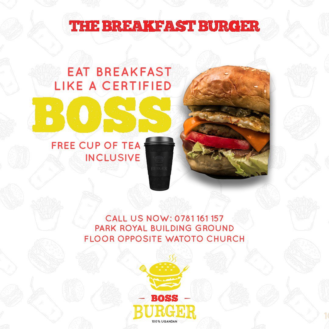 bossburgerug's tweet photo. The breakfast burger at boss burger is like no other, it comes with a complimentary cup of tea.
#breakfast #Foodie #BossDay #bossburger https://t.co/T5CJVzAgAt