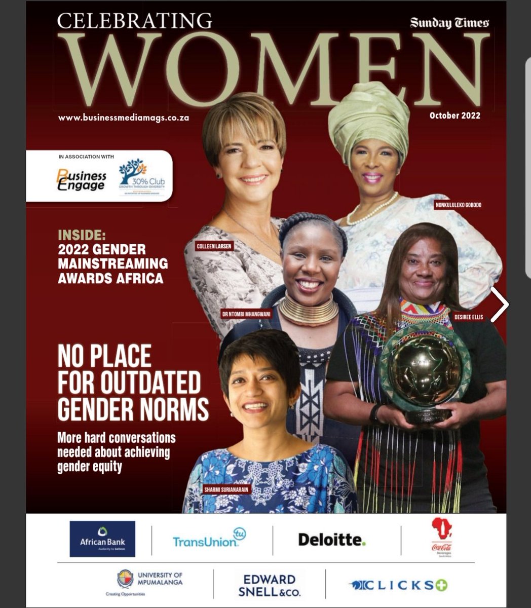 AsanteMokhuoa's tweet photo. Thank you @SundayTimesZA for the opportunity to share my thoughts on a topic that our org. @csuitesawil is all about.
#Equality in our lifetime. https://t.co/1sAlEJIu2R