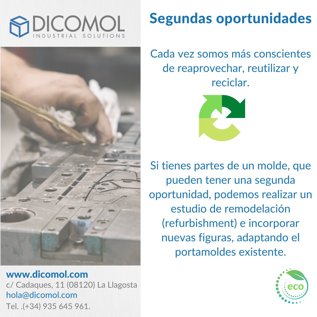 dicomol's tweet photo. ♻ Cada vez hay más consciencia de #REutilizar, #REaprovechar y #reciclar, y en el caso de los moldes, es una manera de minimizar costes.
Todo y que no siempre es posible, en ocasiones moldes #obsoletos pueden tener una 2a vida, usando el portamoldes y fabricando figuras nuevas https://t.co/2f0WiMBg8T