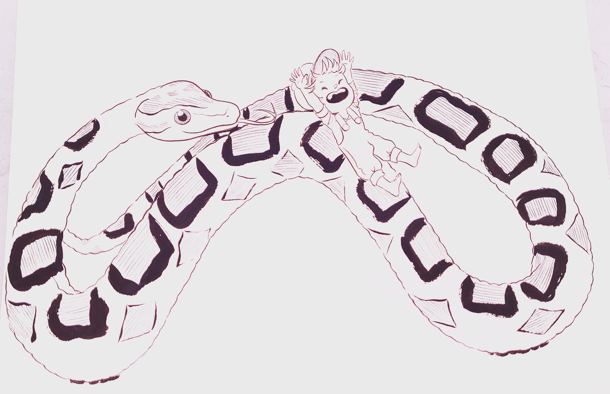Nattosoup's tweet photo. #LilliputianLiving Day 17

 #CornSnake This good noodle made a slide for his #tiny Inspired by an Alligator Rollercoaster I saw at the Andouille Festival.  

#tinycore #arttok #inking #lineart #artchallenge #makingart https://t.co/8bfhTxMU87