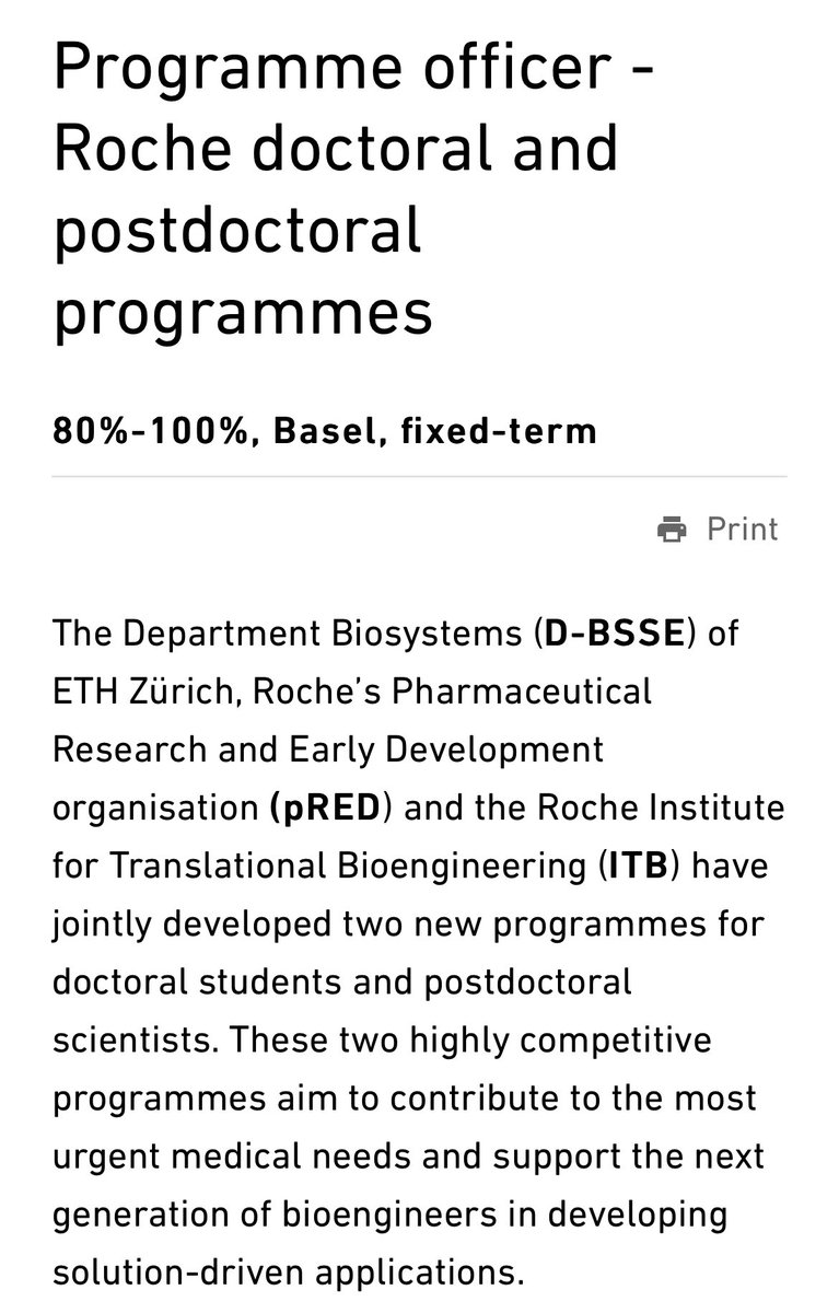 Another exciting open position at D-BSSE: Programme Officer - Roche Doctoral and Postdoctoral Programmes > bsse.ethz.ch/department/ope… Please RT & share @ETH_en