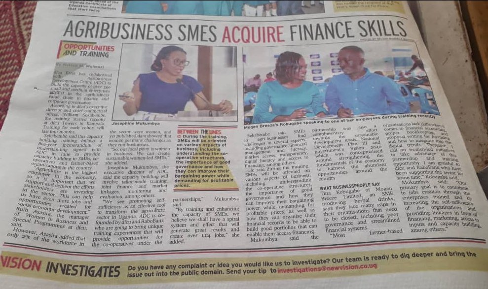 ismailcoord's tweet photo. Thanks @dfcugroup & @RaboWholesale #RaboBankFoundation for the opportunity to participate in the #ADC #BusinessAcceleratorprogram
Glad to feature with my biz partner in the @newvisionwire Cc: @Jeffang7, thanks for your support, we will keep you posted. https://t.co/Iv2cByFKbD