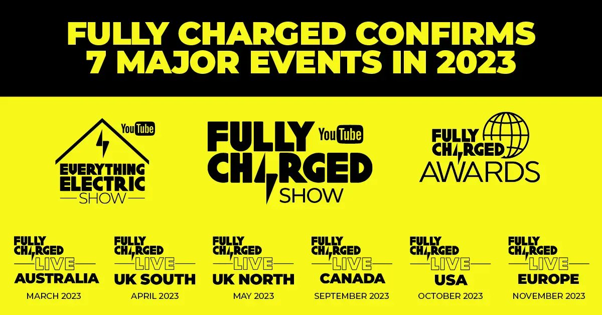 In 2023, we're bringing you 7 EVENTS across the globe 🤯 With TWO DEBUT events including #FullyChargedLIVEAus and our AWARDS, 2023 is set to be a big one... READ MORE 👉 bit.ly/3S6Dtzt