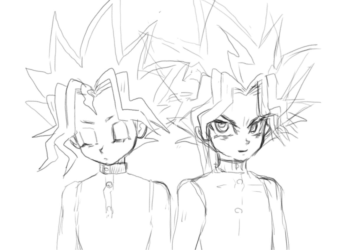 #遊戯王
#ファンアート
わたしが描く男の子はみんなへなちょこなので、大好きな初期の闇遊戯くんから何かを得られないかと。
お勉強しました。
最後の子達は何も見ないで描いたので顔が優しめ。