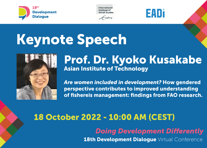 18thDD's tweet photo. "How gendered perspective contributes to an improved understanding of fisheries management?" Prof. Kyoko Kusakabe, the author of latest @FAO report, will give her inspiring speech on the neglected women in aquaculture development.  
Register at https://t.co/OmATDiaLbt to join! https://t.co/bjsue4kB00