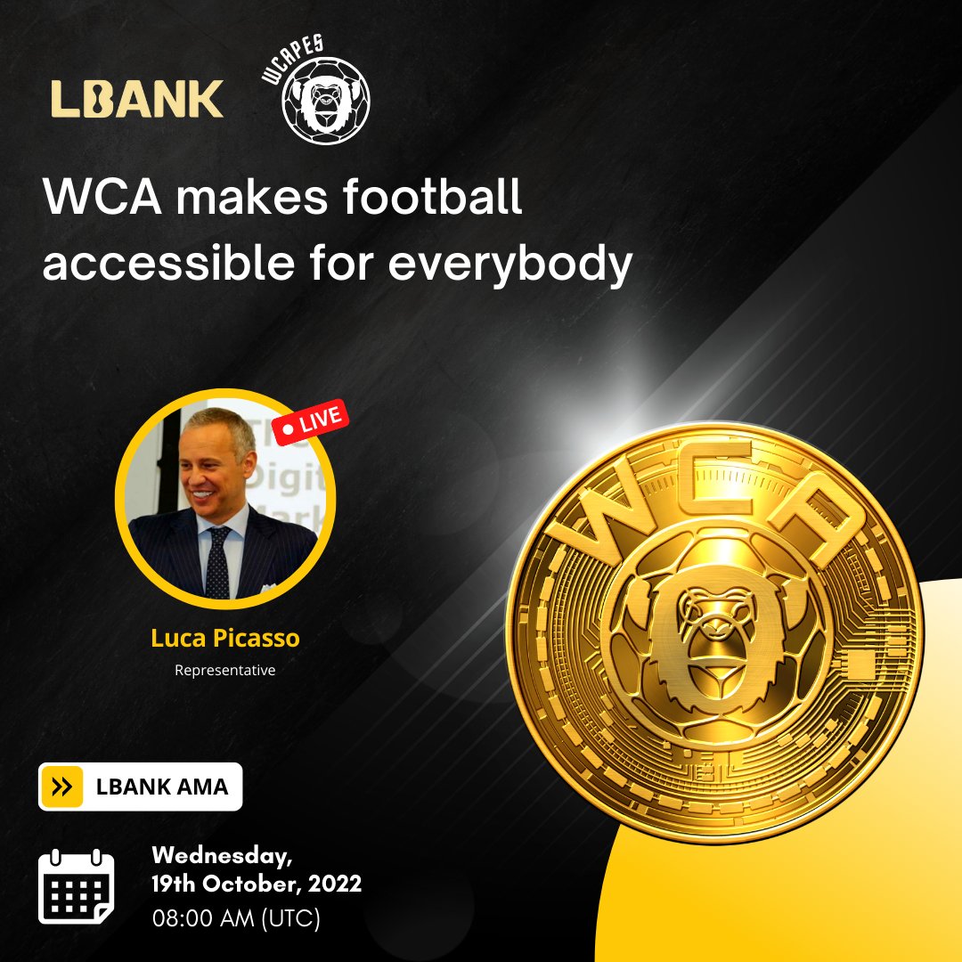 LBank.com on X: 👏 Upcoming AMA with $WCA team @wcapes_official 📣  Speaker: Luca Picasso, Representative 🕐 Time: 19th October 8am (UTC) ⛰  Venue:  🎁 Reward: $1,000 GIVEAWAY 👉 Join the  Campaign