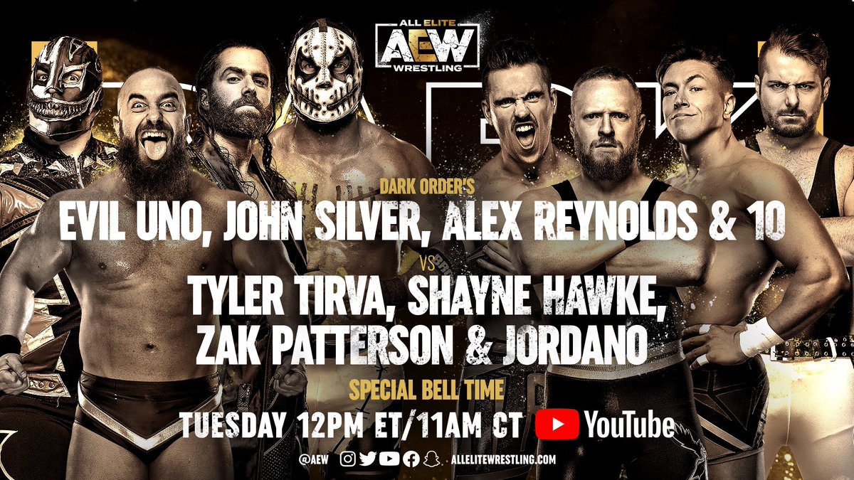 JoeScottMFC's tweet photo. Today #AEWDark

@EvilUno, @SilverNumber1, @YTAlexReynolds &amp; @Pres10Vance v @TylerTirva, @superstarhawke, @zak_patterson_w &amp; #Jordano https://t.co/mP8gctdJw1