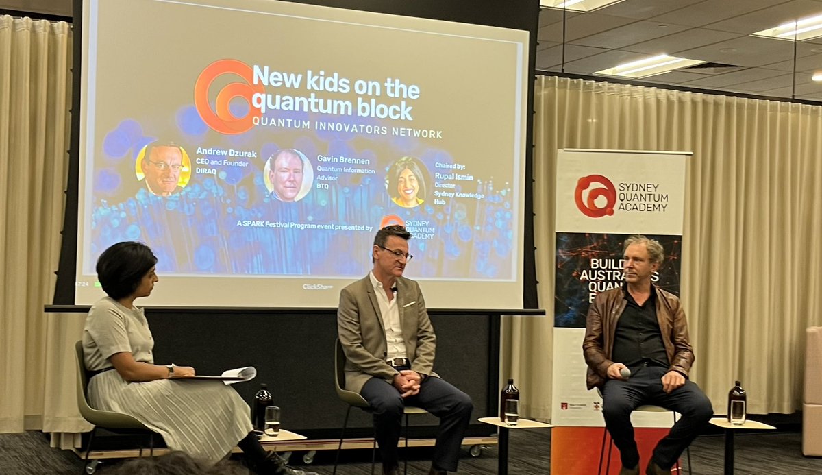 At @SydneyQuantum for another great Spark Festival event w Andrew Dzurak @diraqQC Gavin Brennen @btq_ag in convo with Rupal Ismin @rupsicles @sydknowledgehub  Talking about #quantum #SparkFestAU @sparkfestivalau