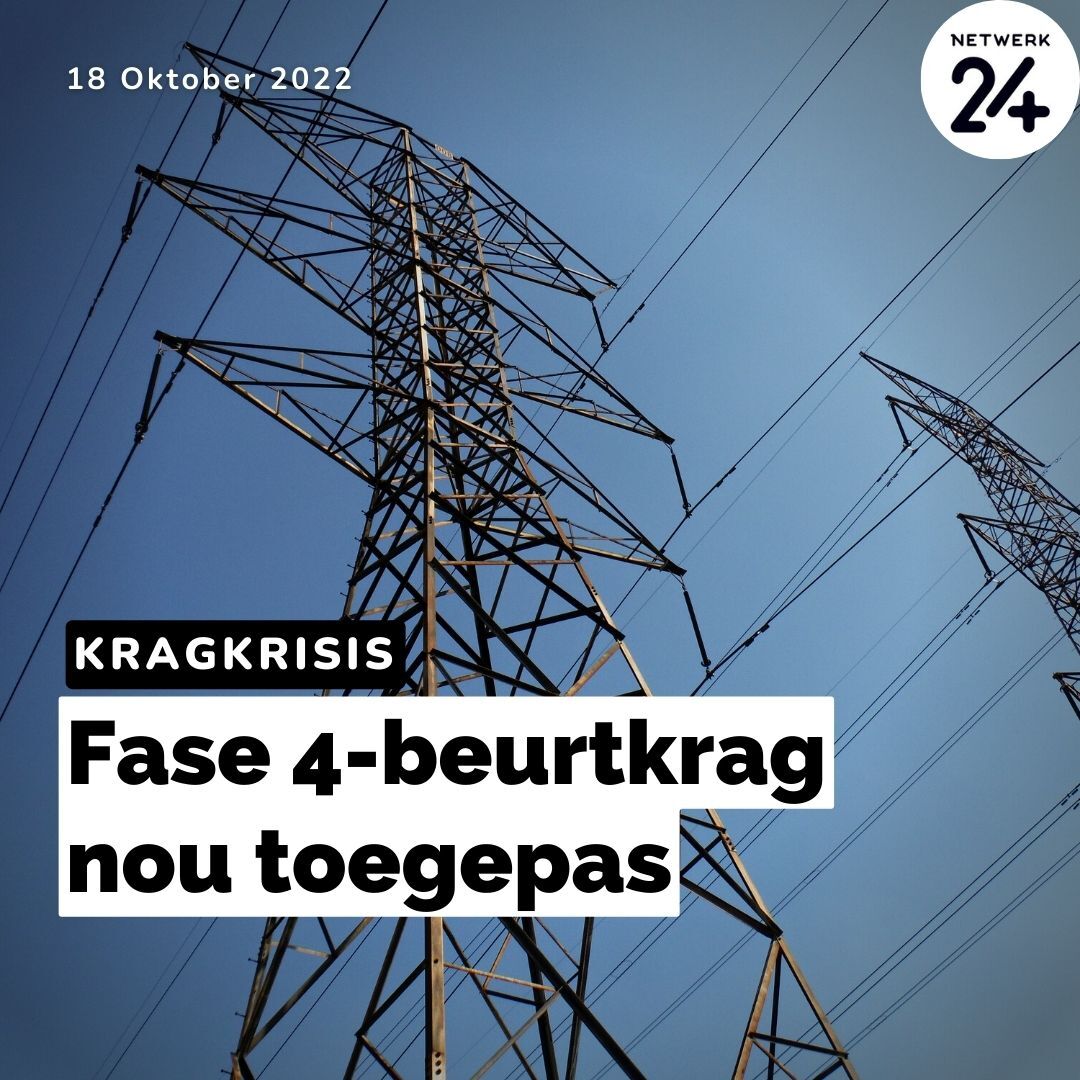 Beeld_Nuus's tweet photo. 💡 Fase 4-beurtkrag word Dinsdag sedert 05:30 toegepas nadat vyf opwekkingseenhede by vyf kragstasies deur die nag onklaar geraak het. ➡️ LEES MEER HIER: https://t.co/vYtq8maSbf || #Stage4Loadshedding #Stage4 #eskom https://t.co/FWv16mkA4L