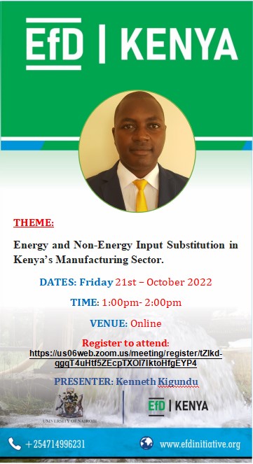 efd_Kenya's tweet photo. Very insightful Seminar!  Energy and Non-Energy Input Substitution in Kenya’s Manufacturing Sector. 
Register to attend: 
https://t.co/HuJss63YVv https://t.co/furrNJDbrZ