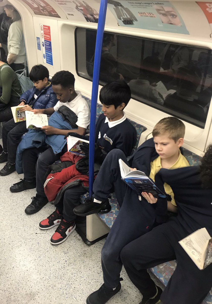 BrecknockSchool's tweet photo. Wow, @beanstalkreads - we had the best time at #bookfest this year! 6M and 6J loved meeting @peterbunzl and can’t wait to enjoy #clockworkqueen as our class reader next term. Every child left with two books to read at home … and on the tube! #readingforpleasure https://t.co/cC5lsWxOuN