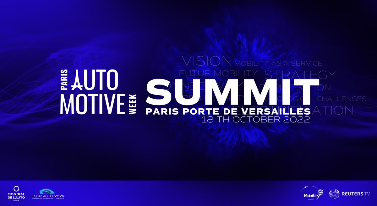 PFA_auto's tweet photo. Au cœur de la #ParisAutomotiveWeek, dirigeants mondiaux du secteur, acteurs innovants et responsables publics partageront leur vision des défis d’avenir du secteur et du futur de la mobilité.
C'est parti pour le #ParisAutomotiveSummit !
#Mondialdelauto #EquipeAuto https://t.co/Po8dqDBFoM