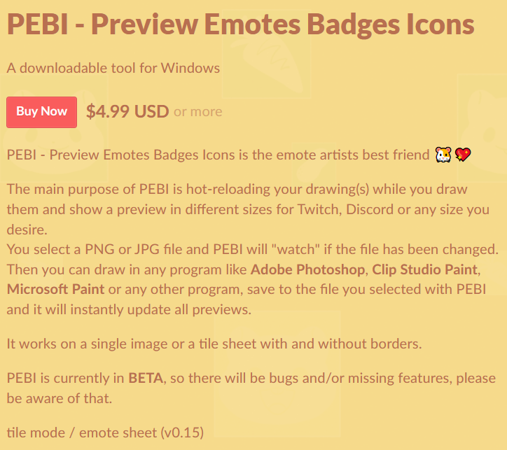 PupLovesTea's tweet photo. I want to bring any and all emote artist eyes to an amazing application called PEBI (Preview Emotes Badges Icons)
With PEBI, you can animate your emotes with the application, easily export large amounts of emotes, and even put your static+animated emotes onto an emote sheet (1/3) https://t.co/FslMuB4MMV