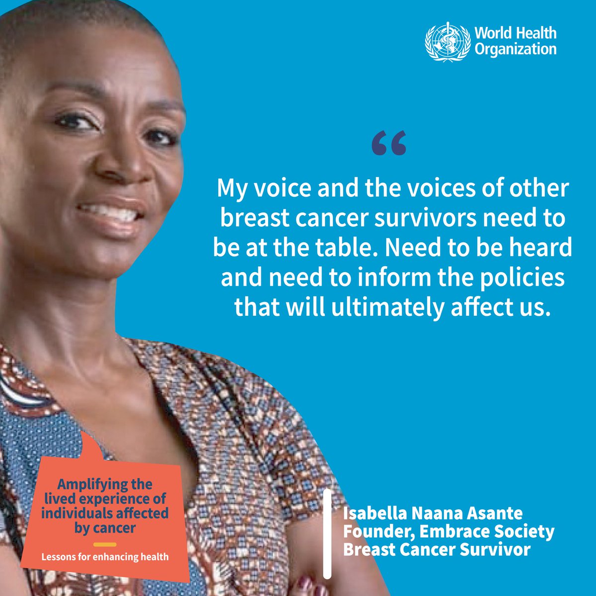 Understanding and amplifying the #LivedExperience of people affected by #cancer ✅ need to be at the table ✅ need to be heard ✅ need to inform policies that will ultimately affect them Join @WHO’s initiative launch today! #WCC2020 @uicc #WorldCancerCongress2022