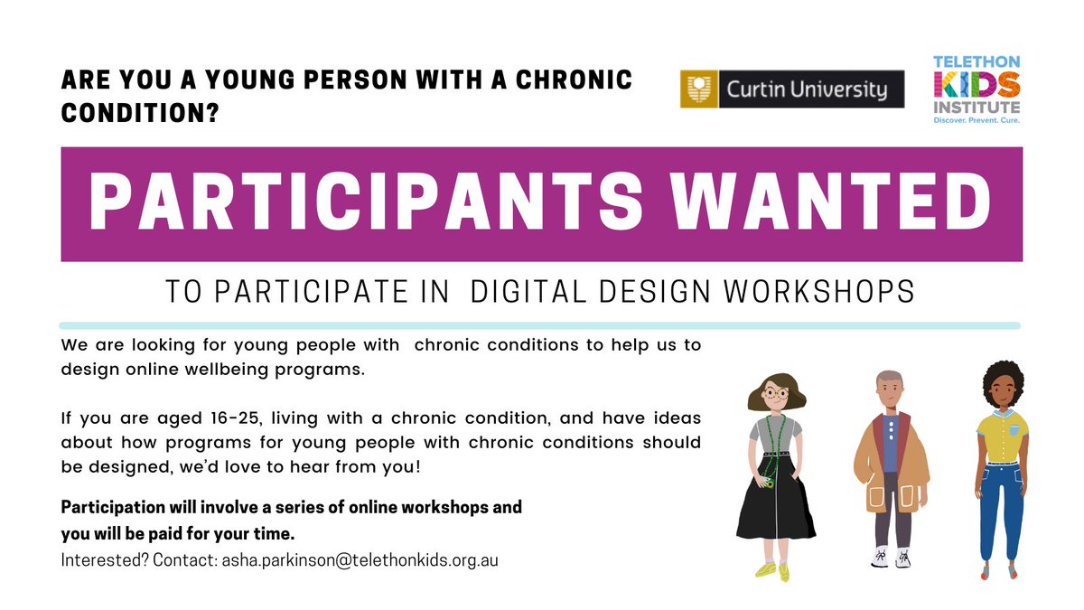 We are looking for young people with #chronicconditions to be part of a series of design workshops to develop a new digital #mentalhealth program. Please share with your networks @ChildUnLTD @CDCTelethonKids @crohnscolitisau @CanteenAus @Starlight_star ❤️