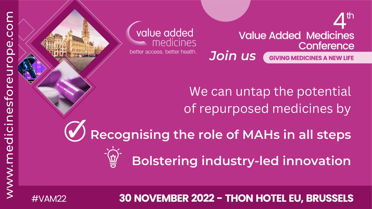 medicinesforEU's tweet photo. As part of the @Remedi4all consortium, we are going to dedicate an entire panel to the opportunities set by #Repurposing during our #VAM22 Conference.
Don’t miss the opportunity to join the discussion
📍Brussels 30/11
https://t.co/O5a3EjsA5p
#R4ALL #HorizonEU #MedsRepurposing https://t.co/EyxO5R7Jdy