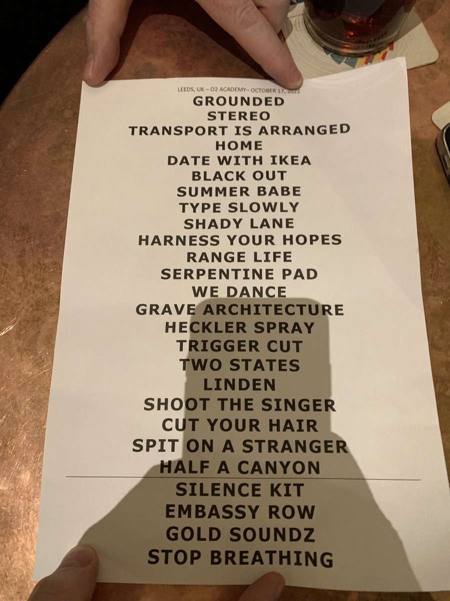 JamesBurton78's tweet photo. @Nath_Brudenell @pavement_band Kind lady from the mixing desk gave me this https://t.co/G7l2s0Izjm