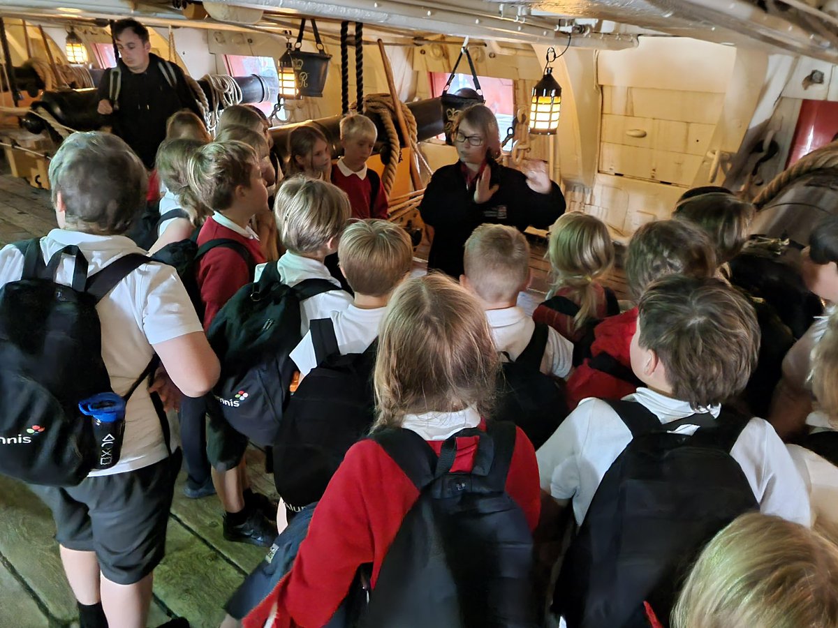 Year 5 Dorset Residential 2022. Day 3 PHD-HMS Victory- The children asked lots of amazing questions &amp; surprised the experts with a rhyme that they learnt at Bucklers Hard. 
'Make haste little pickle,' the Admiral said, 'Go &amp; tell England that Nelson is dead.' 
#dorset2022