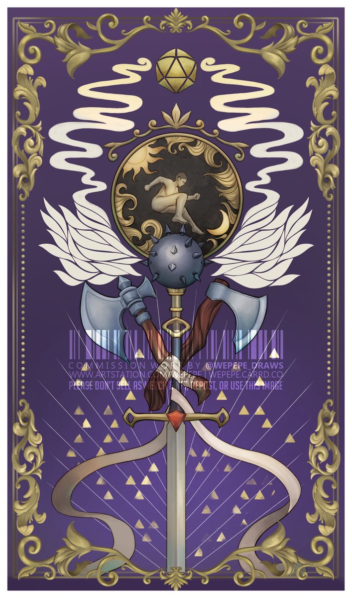 wepepe_draws's tweet photo. Wanted to share one of my commission for Shane's ttrpg kickstarter campaign. I design for the stamina feats cards in tarot style😊
#commission #wepepedraws #ttrpg #fantasyttrpg #5e https://t.co/S8pQT2pRFW