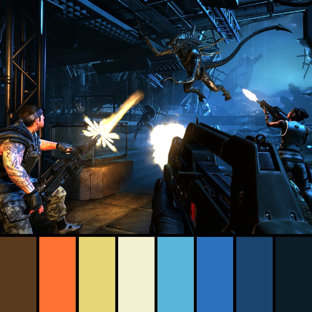 GameColors2's tweet photo. Aliens: Colonial Marines (2013) by Gearbox Software.

#alienscolonialmarines #gearboxsoftware #sega #xbox #xbox360 #playstation #playsation3 #colors #colorpalette #gaming #videogames #alien #aliens #colonialmarines #marines #alienmovie #aliengame #prometheus #ripley #gearbox https://t.co/nRtUDpTOEK