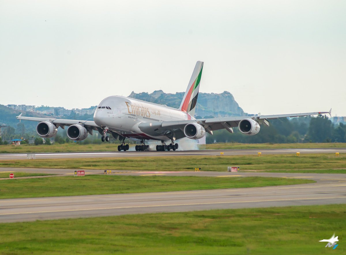 The first Airbus A380 to land at Bengaluru! 
History created by Emirates!
<a href="/emirates/">Emirates</a> <a href="/BLRAirport/">BLR Airport</a>