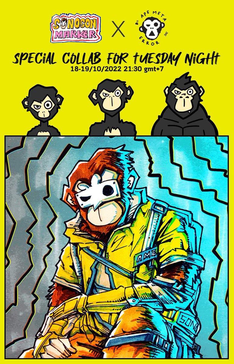 Apemetaerror's tweet image. ✨Monday Special Collab ✨
Sonoson Marker x APE META ERROR 

@sonoson12 

📍Auction start now 
paras.id/token/x.paras.…

Auction end 18/10/2022 20:00 gmt+7
