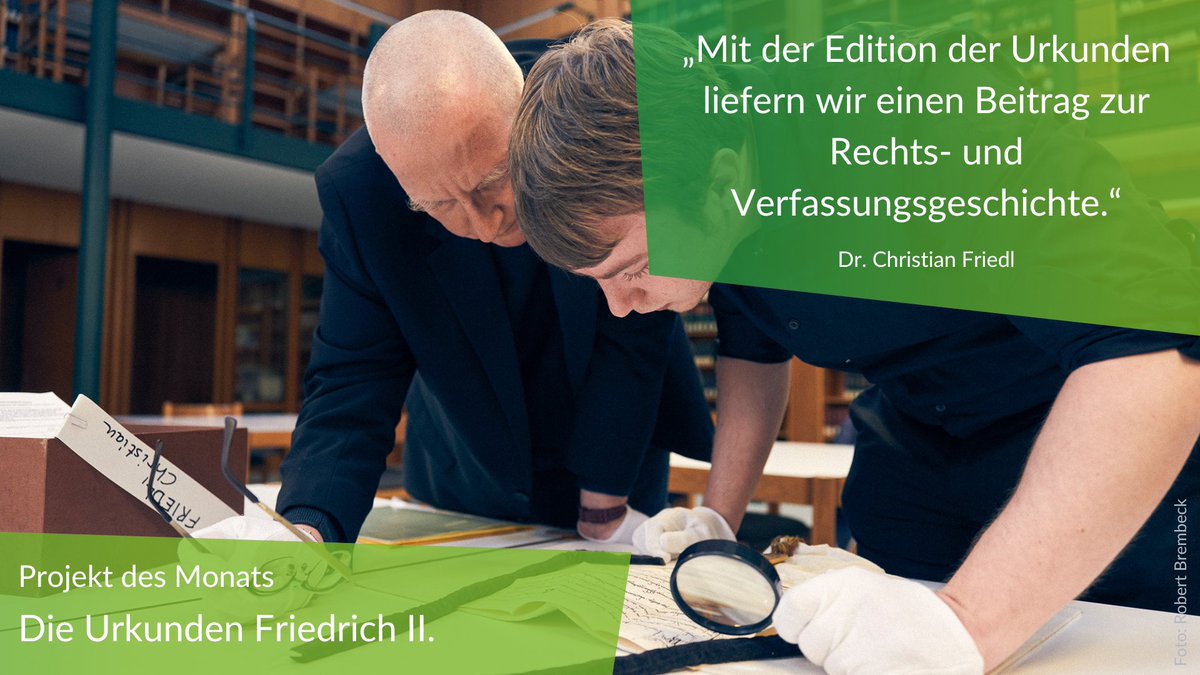 Wie entsteht die Edition der Urkunden des Stauferkaisers Friedrichs II. (1194–1250)? Über welche Methoden und Kenntnisse müssen die Mitarbeitendes unseres #ProjektdesMonats der @badw_muenchen verfügen? Mehr dazu: akademienunion.de/akademienforsc… @BMBF_Bund #Akademienprogramm