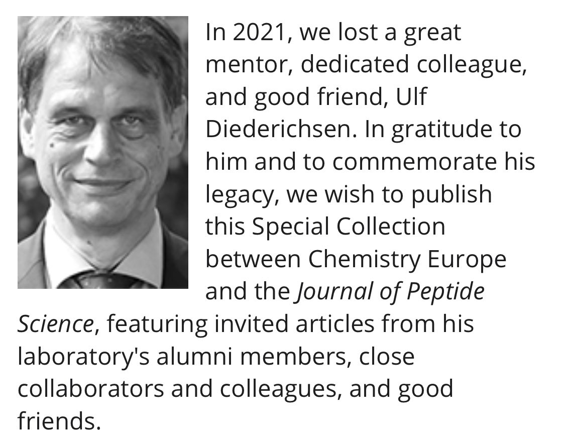 Tom Grossmann (@tomngrossmann) on Twitter photo Read more about Ulf Diederichsen our good friend and colleague who passed away so early at …mistry-europe.onlinelibrary.wiley.com/doi/toc/10.100…
with contributions to the Tribute Collection by <a href="/aztul/">Lutz Ackermann</a> <a href="/schneider_lab/">Sven Schneider 🇺🇦</a> <a href="/KoszinowskiLab/">Koszinowski Lab</a> <a href="/BettinaGKeller/">Bettina Keller</a> and more <a href="/Wiley_Chemistry/">Wiley Chemistry</a> <a href="/angew_chem/">Angewandte Chemie</a> <a href="/ChemBioChem/">ChemBioChem</a> <a href="/ChemEurJ/">ChemEurJ: Chemistry - A European Journal</a> Read more about Ulf Diederichsen our good friend and colleague who passed away so early at …mistry-europe.onlinelibrary.wiley.com/doi/toc/10.100…
with contributions to the Tribute Collection by <a href="/aztul/">Lutz Ackermann</a> <a href="/schneider_lab/">Sven Schneider 🇺🇦</a> <a href="/KoszinowskiLab/">Koszinowski Lab</a> <a href="/BettinaGKeller/">Bettina Keller</a> and more <a href="/Wiley_Chemistry/">Wiley Chemistry</a> <a href="/angew_chem/">Angewandte Chemie</a> <a href="/ChemBioChem/">ChemBioChem</a> <a href="/ChemEurJ/">ChemEurJ: Chemistry - A European Journal</a>