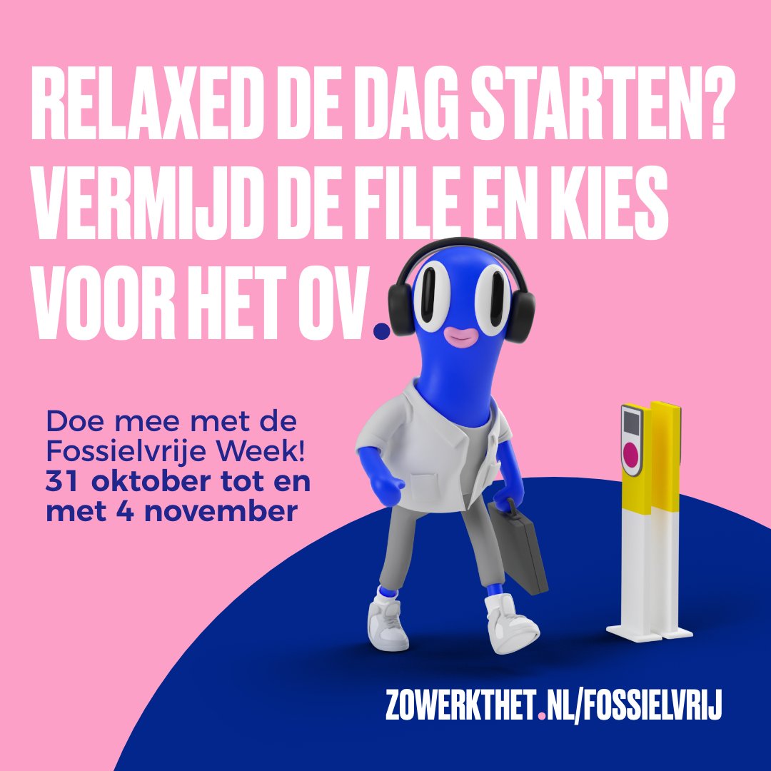 ZowerkthetNL's tweet photo. Wat betekent Fossielvrij reizen voor jou? Ontdek het tijdens de Fossielvrije Week, en pak het OV. Niet alleen relaxed de file vermijden, maar ook een stuk duurzamer! Doe jij ook mee? #ZWH #ZoWerktHet #ZoWerktHetFossielvrij #FossielvrijeWeek https://t.co/PJMlunBahT